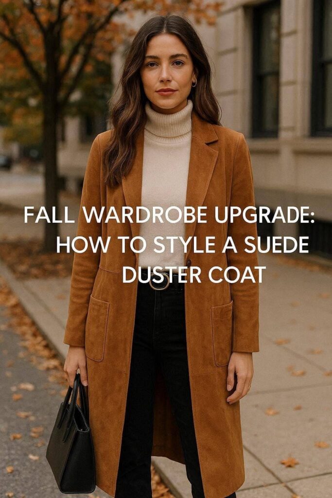 fall wardrobe upgrade how to style a suede duster coat