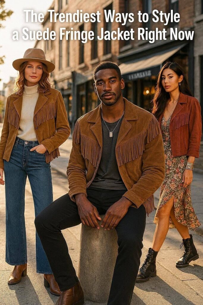 the trendiest ways to style a suede fringe jacket right now