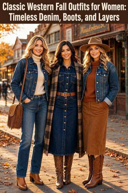 classic western fall outfits for women timeless denim boots and layers