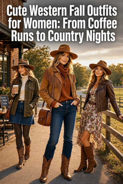 cute western fall outfits for women from coffee runs to country nights